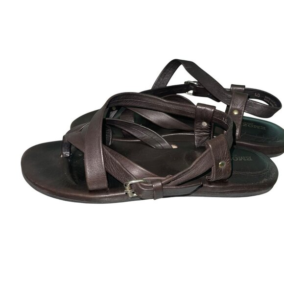 Emozioni Womens Sandals Size 40 Brown Leather Designer Gladiator Italy - Picture 12 of 13